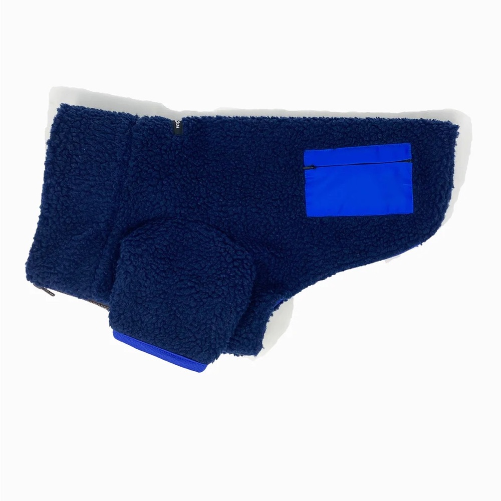 Wagwear Monkey Fleece Jacket in Navy/Royal Blue, Size 10 - can text photos!